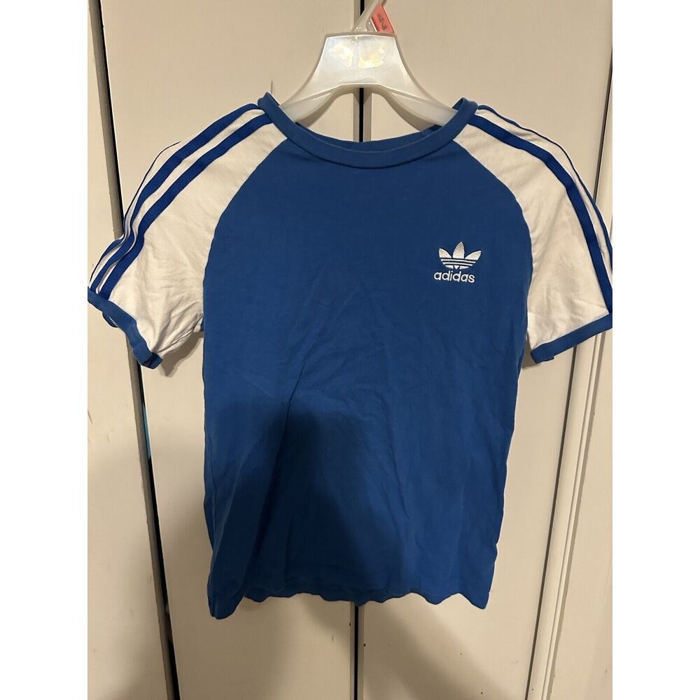 Adidas Youth Large T-Shirt Blue/White